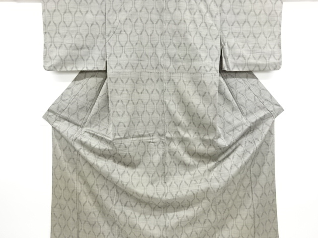 JAPANESE KIMONO / ANTIQUE KIMONO / SILK / TSUMUGI / WOVEN ABSTRACT PATTERN